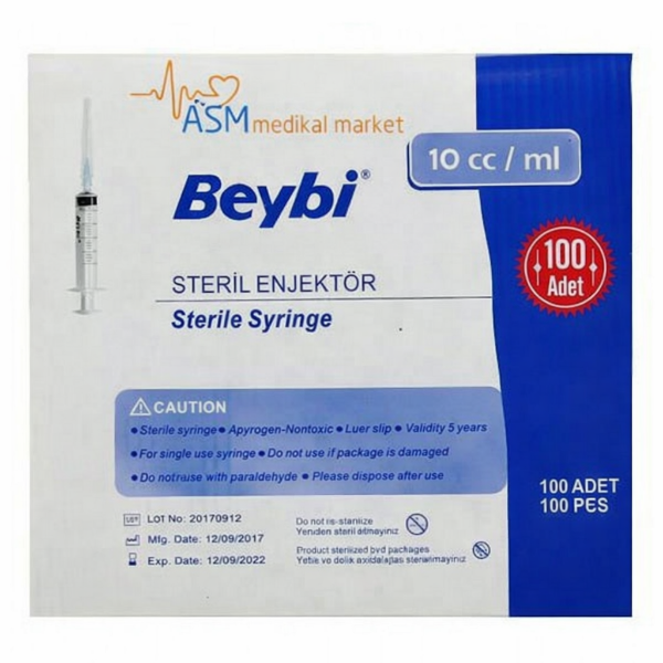 Beybi Enjektör 10 cc 3 Parça Yeşil 100 Adet